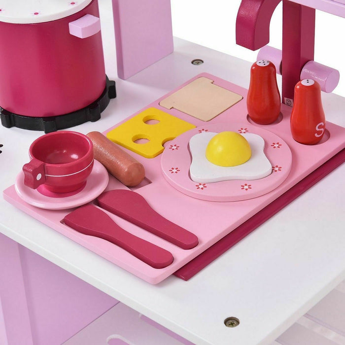 Toddler Wooden Play Kitchen Set - Pink