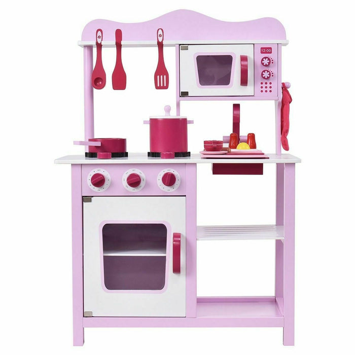 Toddler Wooden Play Kitchen Set - Pink