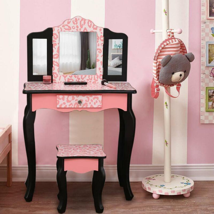 Kids Vanity Table and Chair - Pink