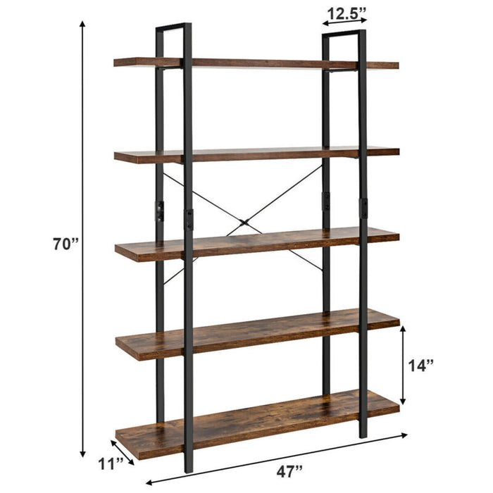 70" Wooden Ladder Bookshelves