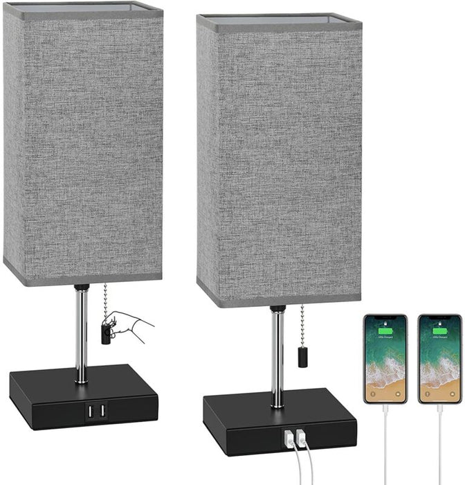 Square Table Lamps with Charging Ports