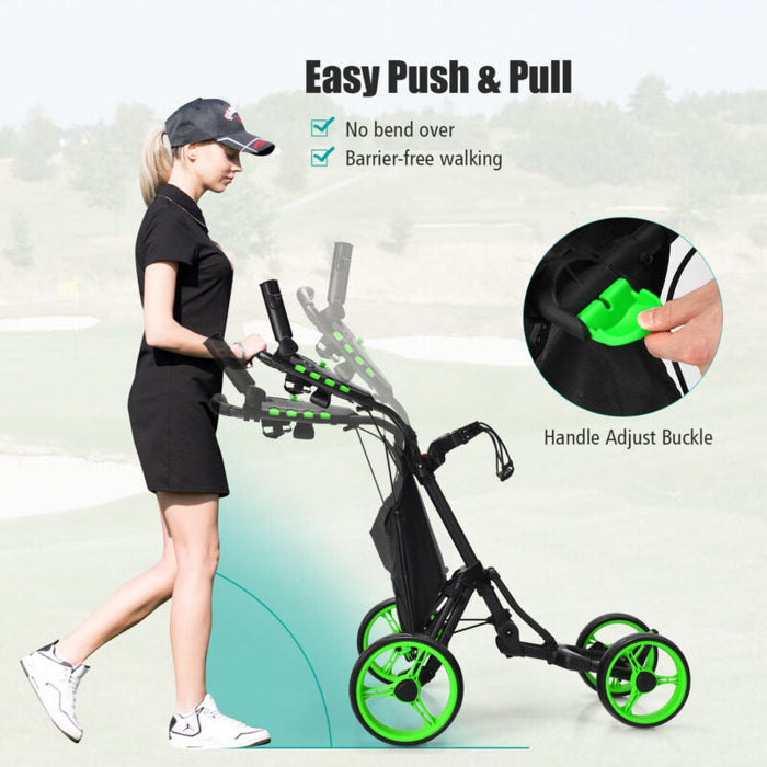 4 Wheels Golf Push Cart - Green