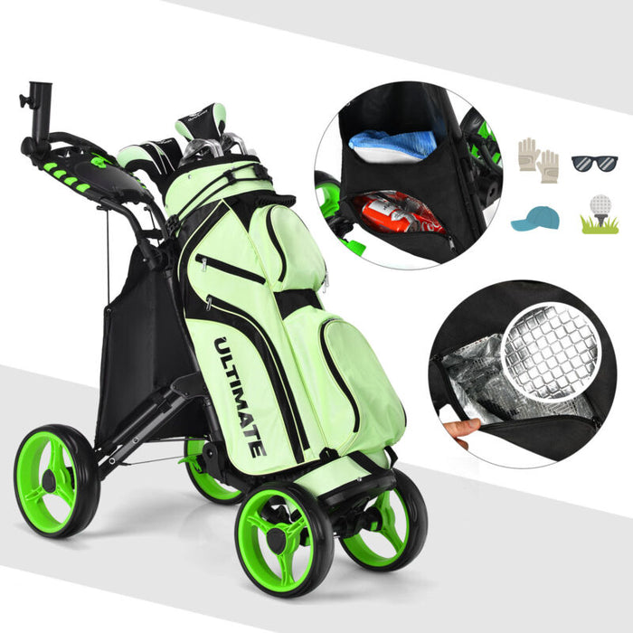 4 Wheels Golf Push Cart - Green