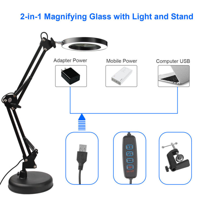 10X Magnifying Glass with Lamp