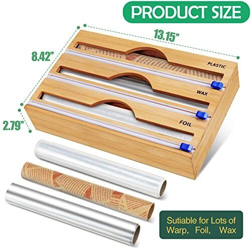 3 in 1 Bamboo Plastic Wrap Dispenser
