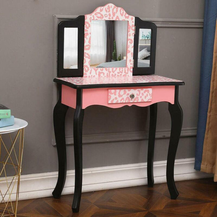 Kids Vanity Table and Chair - Pink