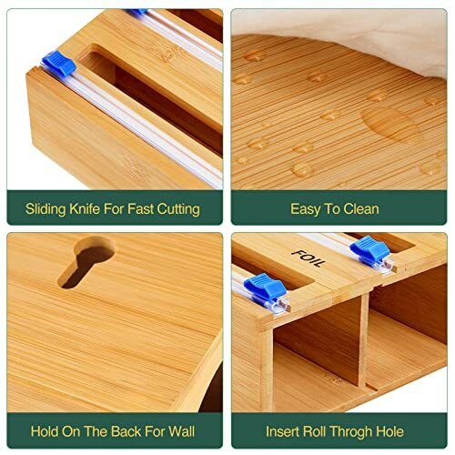 3 in 1 Bamboo Plastic Wrap Dispenser