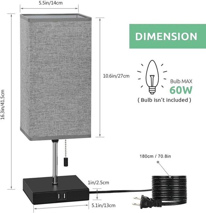 Square Table Lamps with Charging Ports