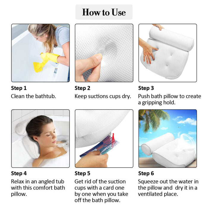 Bathtub Pillow with Suction Cups